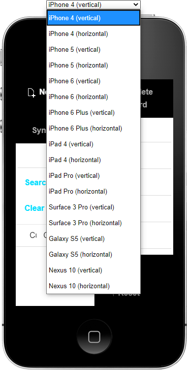 Available device emulation options.